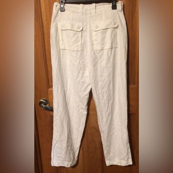 57. J crew White Linen Pants size 4 NWT - Picture 2 of 2